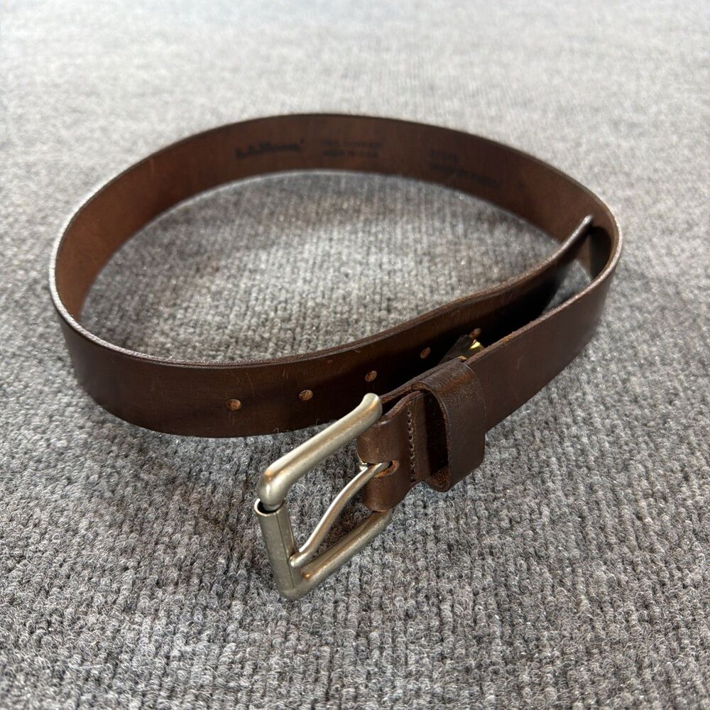 LL Bean Vintage 100% Cowhide Belt Men's Sz 30 Roller Buckle 1.25" Wide USA Brown